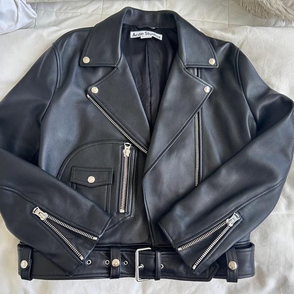Acne Black Leather Jacket - Picture 1 of 6